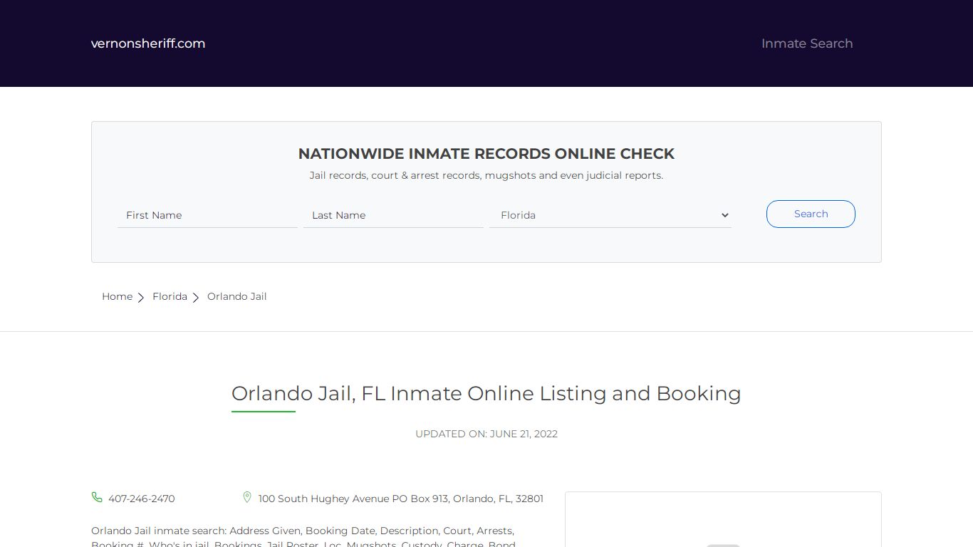 Orlando Jail, FL Inmate Online Listing and Booking
